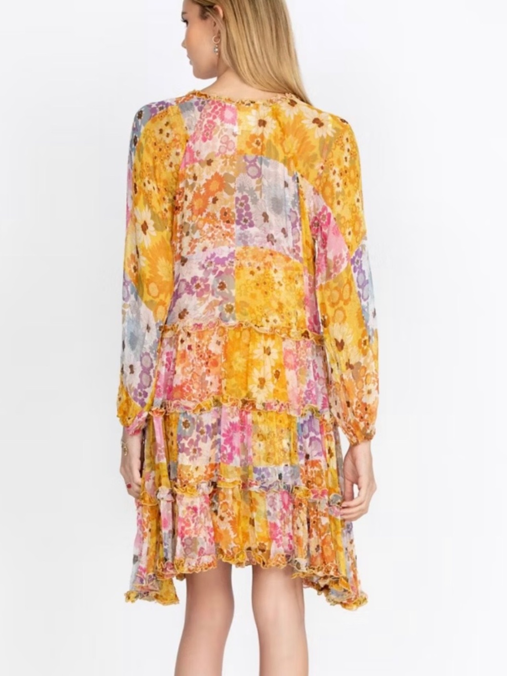 JOHNNY WAS Silk Tiered Floral Renee Mini Dress Size S $395 - Picture 2 of 7